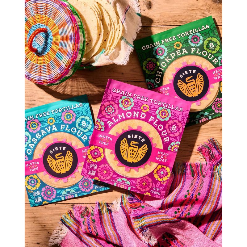 slide 5 of 5, Siete Frozen Almond Flour Tortilla - 7oz/8ct, 7 oz, 8 ct