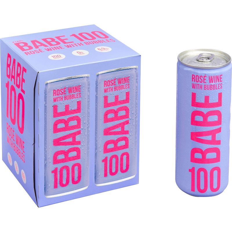 slide 1 of 1, BABE 100 Rosé with Bubbles Wine - 4pk/250ml Cans, 4 ct; 250 ml