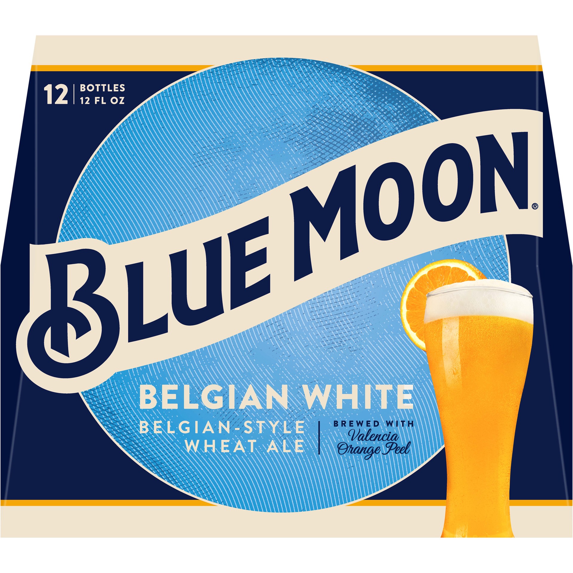 slide 4 of 5, Blue Moon Belgian White Wheat Ale, 5.4% ABV, 12-pack 12-oz. beer bottles, 12 fl oz