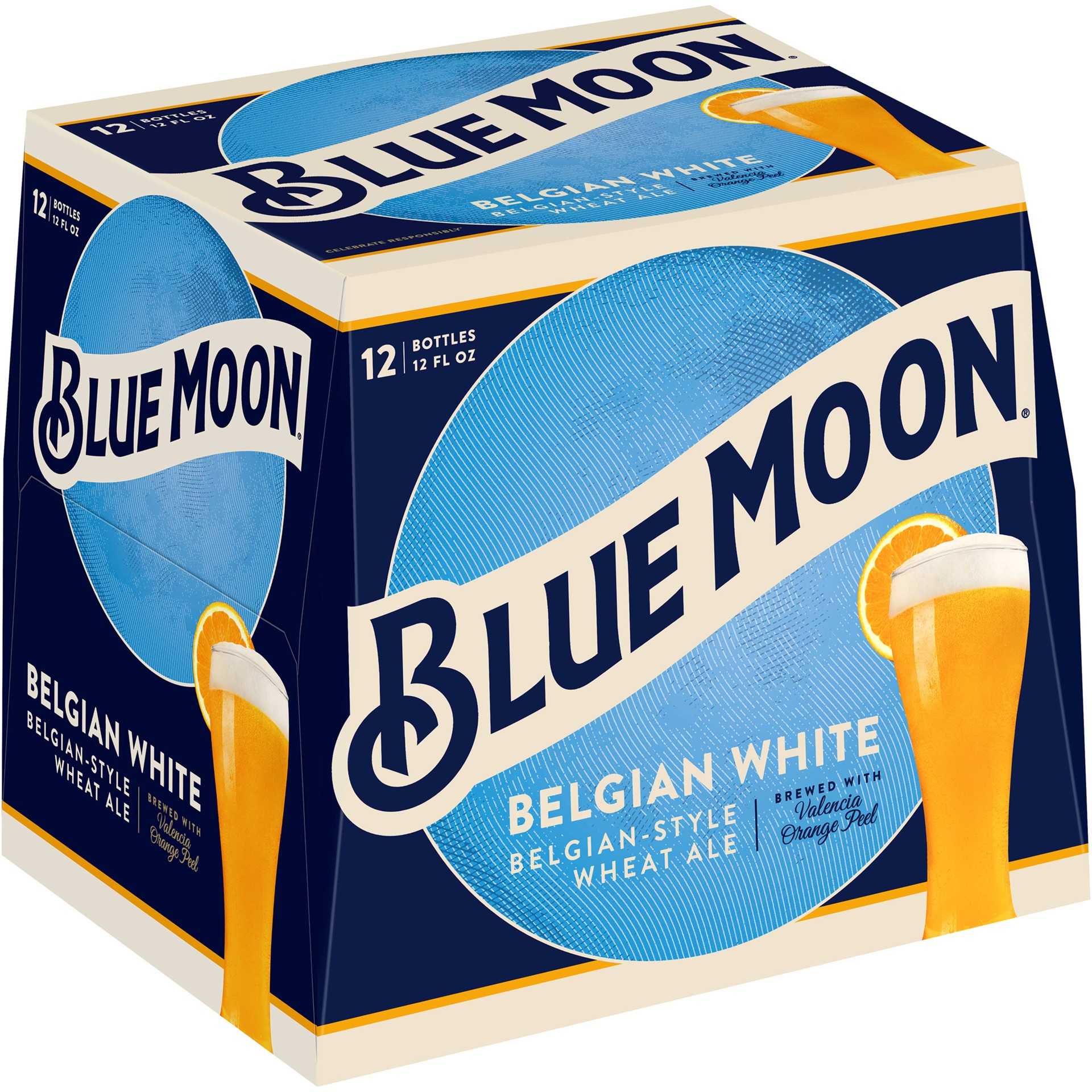 slide 5 of 5, Blue Moon Belgian White Wheat Ale, 5.4% ABV, 12-pack 12-oz. beer bottles, 12 fl oz