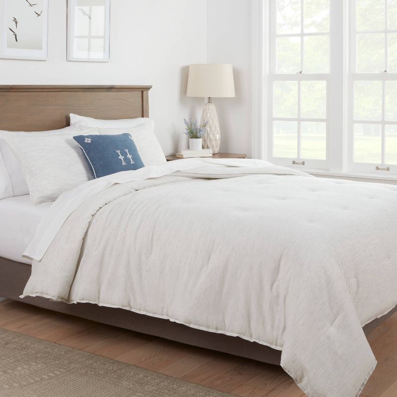 slide 2 of 4, King Space Dyed Cotton Linen Comforter & Sham Set Light Gray - Threshold™, 1 ct