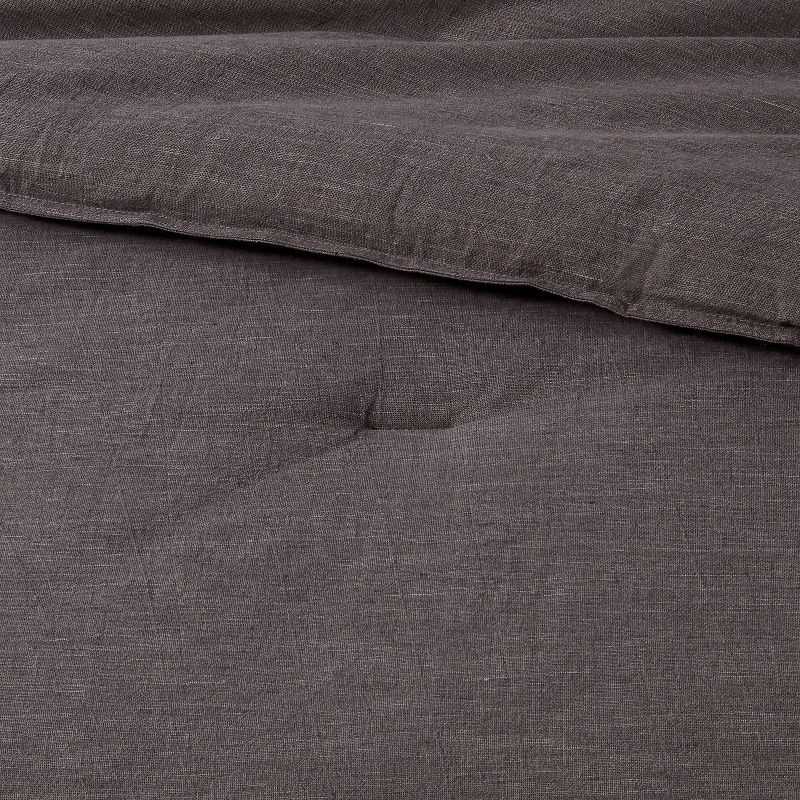 slide 4 of 4, King Space Dyed Cotton Linen Comforter & Sham Set Dark Gray - Threshold™: OEKO-TEX Certified, Woven Texture, Zipper Closure Shams, 1 ct