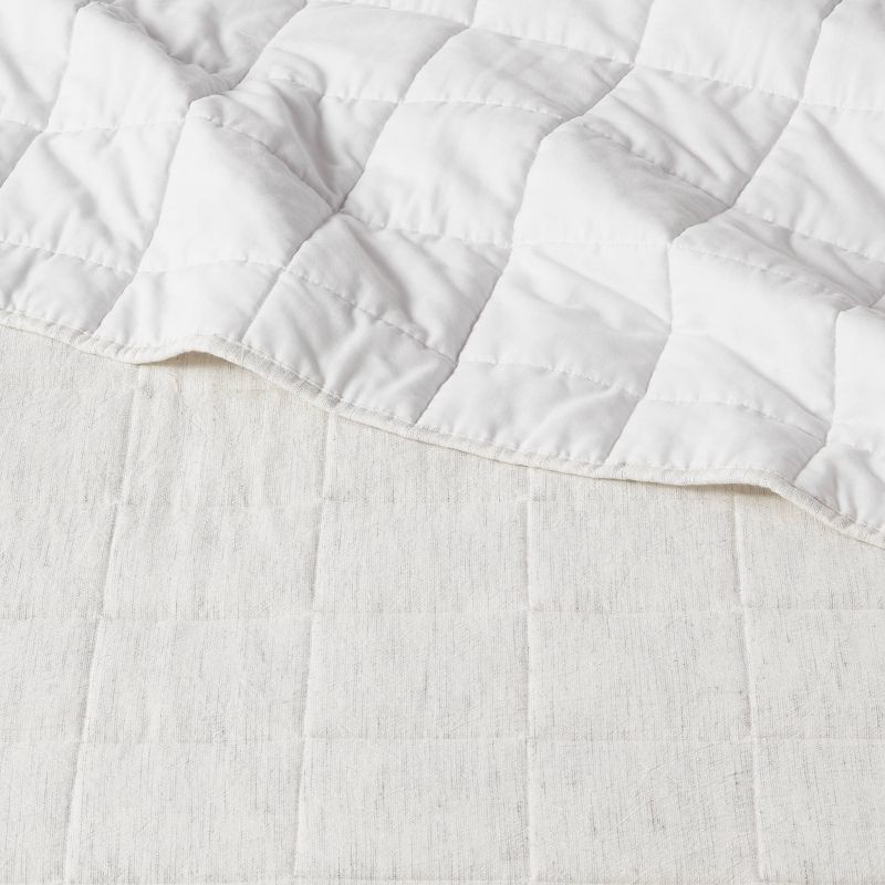 slide 4 of 4, Full/Queen Space Dyed Cotton Linen Quilt Light Gray - Threshold™, 1 ct
