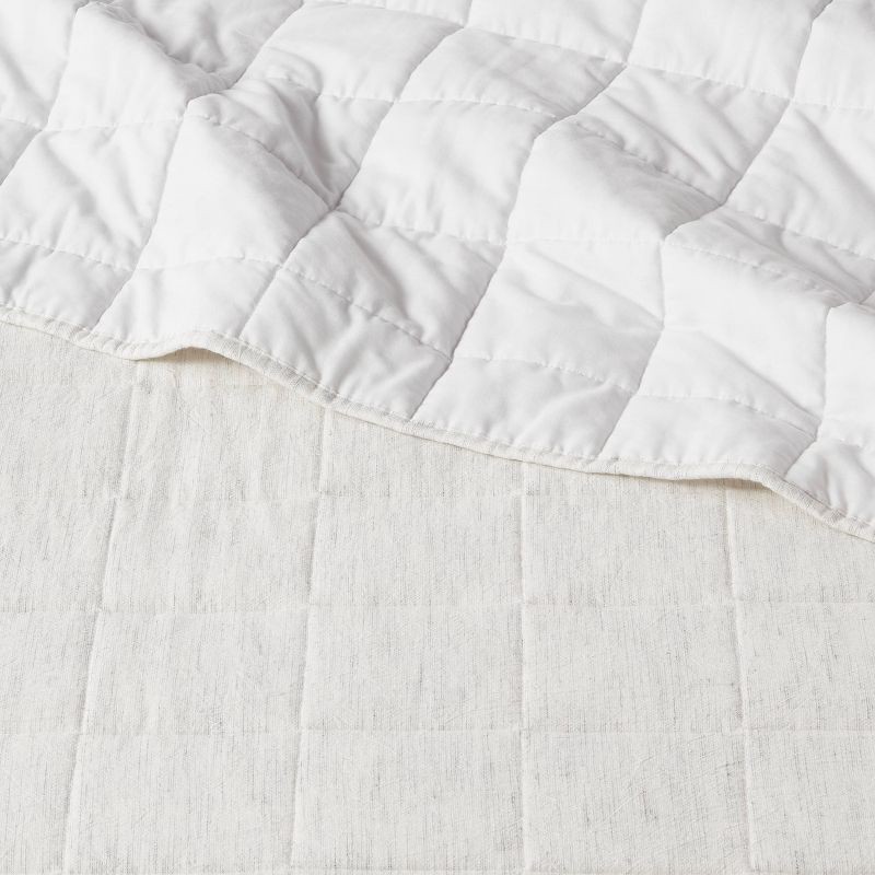 slide 4 of 4, Full/Queen Space Dyed Cotton Linen Quilt Light Gray - Threshold™: Woven Coverlet, OEKO-TEX Certified, All Ages, 1 ct