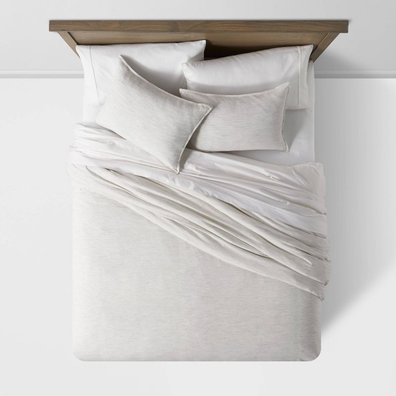 slide 3 of 6, 3pc King Space Dyed Cotton Linen Duvet Cover & Sham Set Light Gray - Threshold™: Woven Texture, Zipper Closure, OEKO-TEX Certified, 3 ct