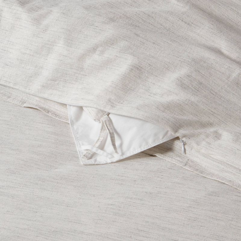 slide 6 of 6, 3pc King Space Dyed Cotton Linen Duvet Cover & Sham Set Light Gray - Threshold™: Woven Texture, Zipper Closure, OEKO-TEX Certified, 3 ct