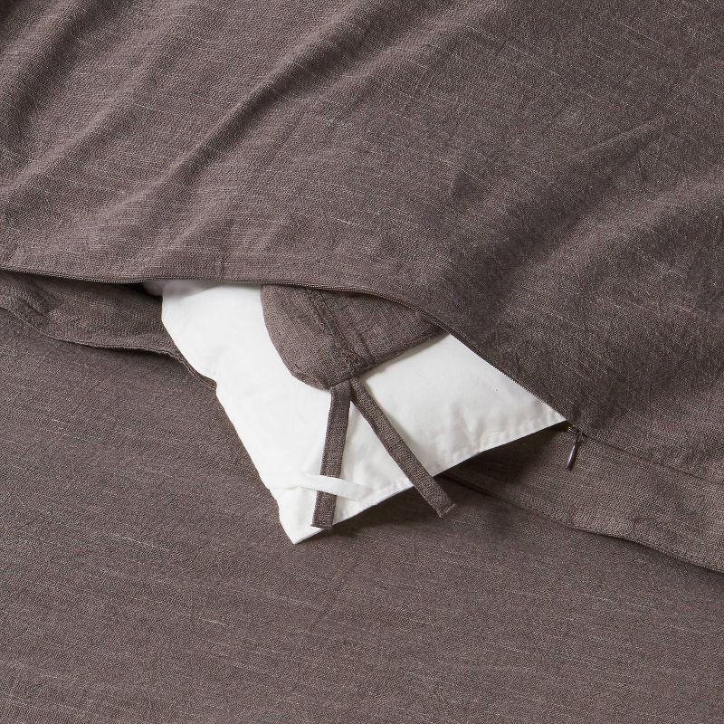 slide 6 of 6, 3pc King Space Dyed Cotton Linen Duvet Cover & Sham Set Dark Gray - Threshold™: Woven Texture, Zipper Closure, OEKO-TEX Certified, 3 ct