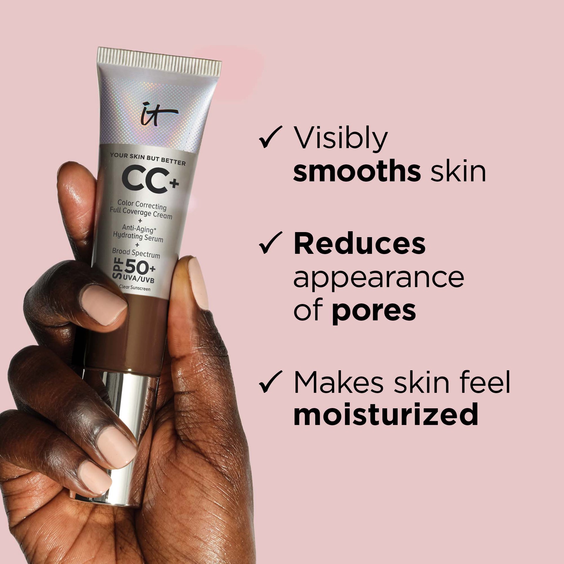 slide 2 of 10, IT Cosmetics CC+ Cream with SPF 50+ Medium, 1.08 oz/ 32 ml