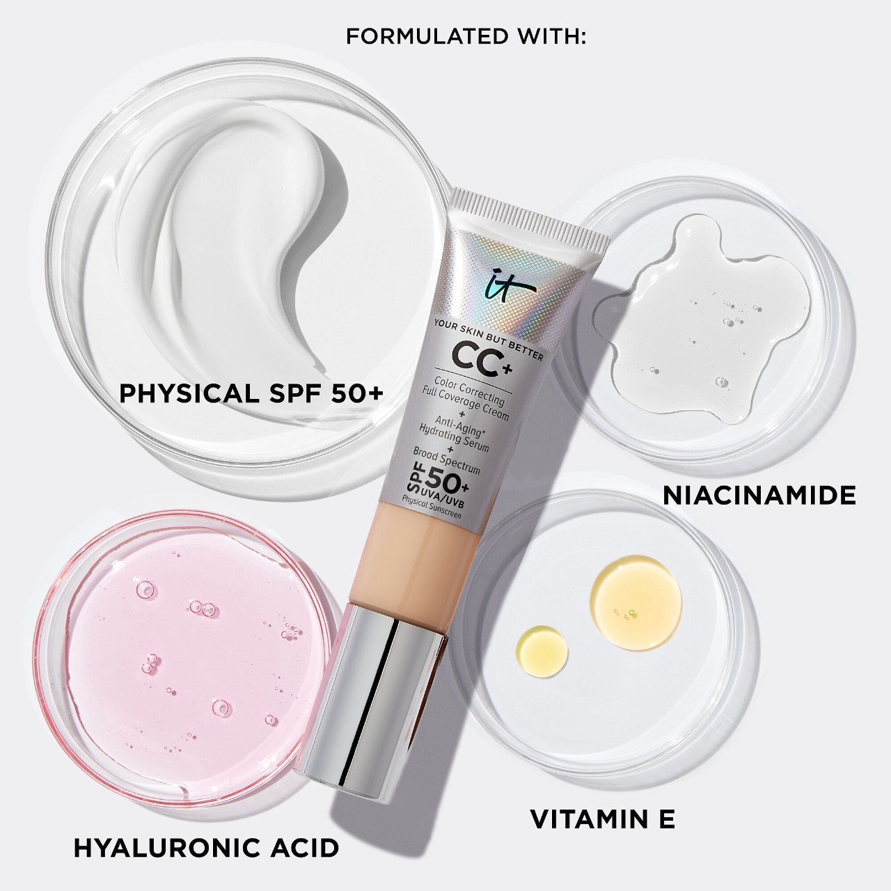 slide 10 of 10, IT Cosmetics CC+ Cream with SPF 50+ Medium, 1.08 oz/ 32 ml