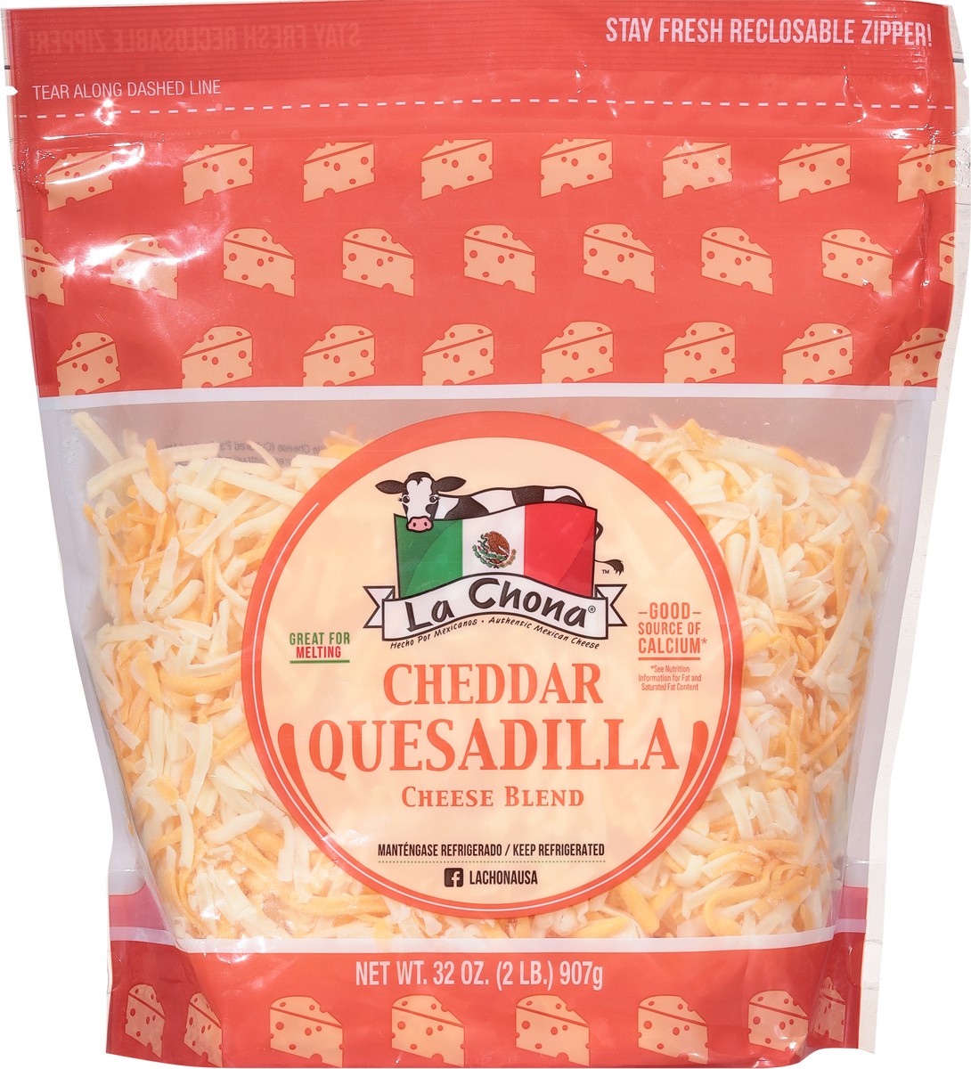 slide 9 of 13, La Chona Cheddar Quesadilla Cheese Blend 32 oz, 32 oz