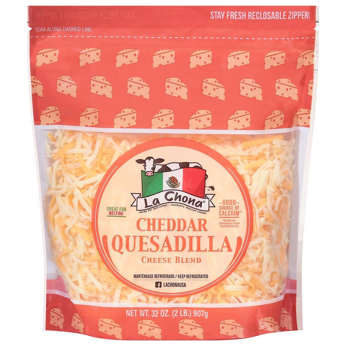 slide 1 of 13, La Chona Cheddar Quesadilla Cheese Blend 32 oz, 32 oz