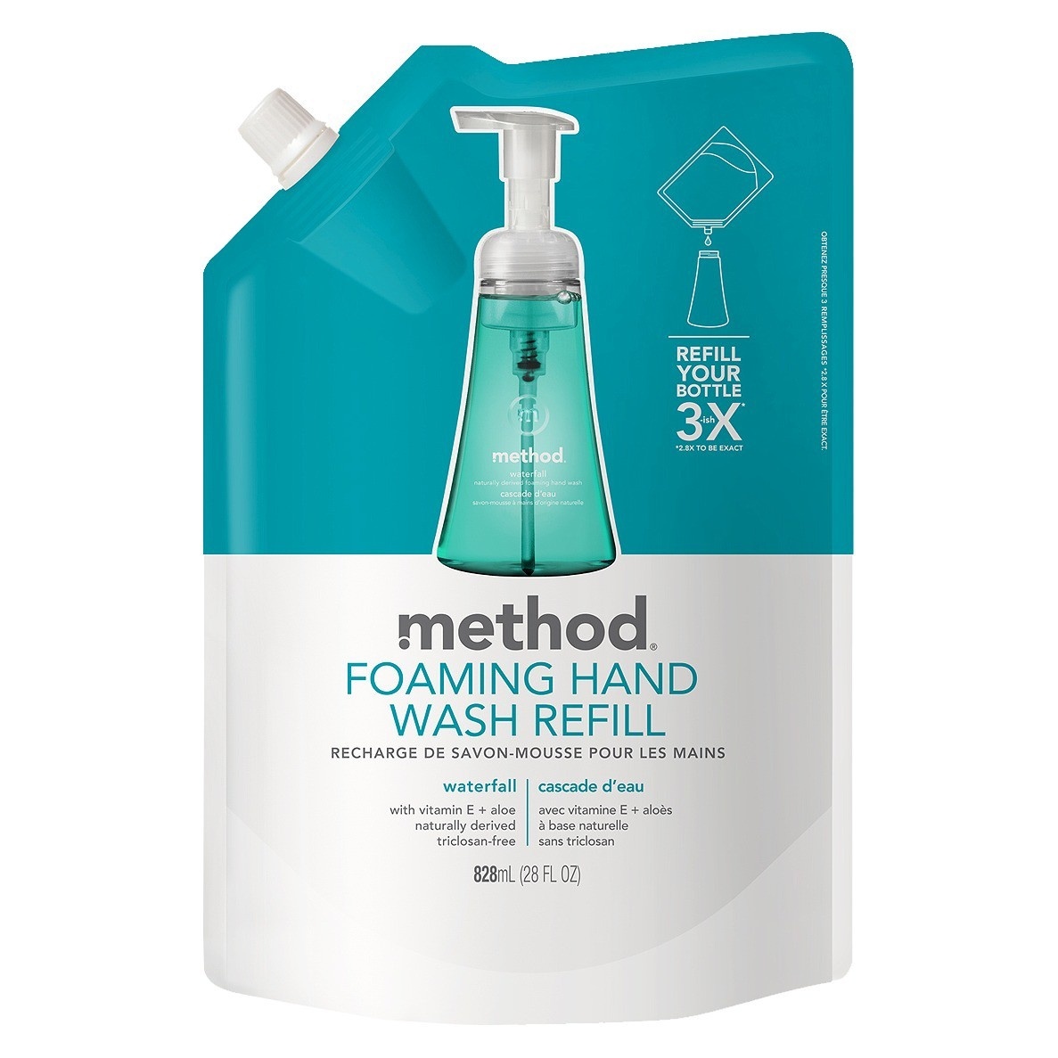 slide 1 of 3, Method Foaming Hand Soap Refill Waterfall, 28 oz