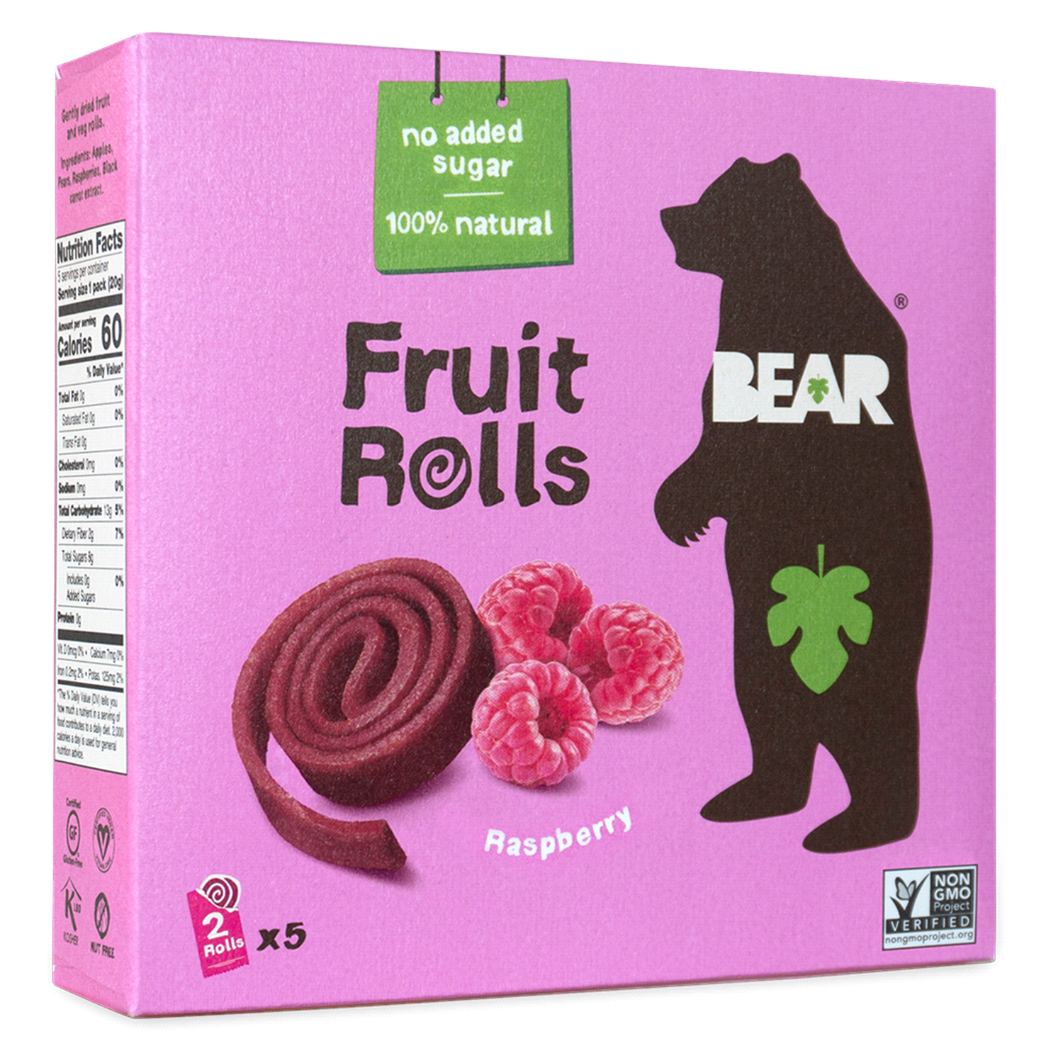 slide 1 of 3, BEAR Apple-Pear Raspberry Fruit Rolls 5 - 2 Roll Packs, 5 ct