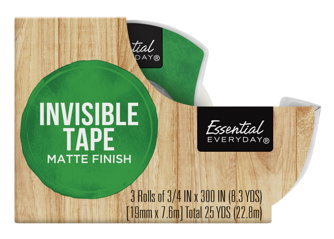 slide 1 of 1, Essential Everyday Tape Invisible, 3 ct