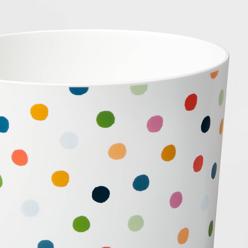 slide 3 of 3, Dot Kids' Bathroom Wastebasket - Pillowfort™: Multicolor Plastic, Classic Pattern, 11" Height, 9" Width, 9" Depth, 1 ct