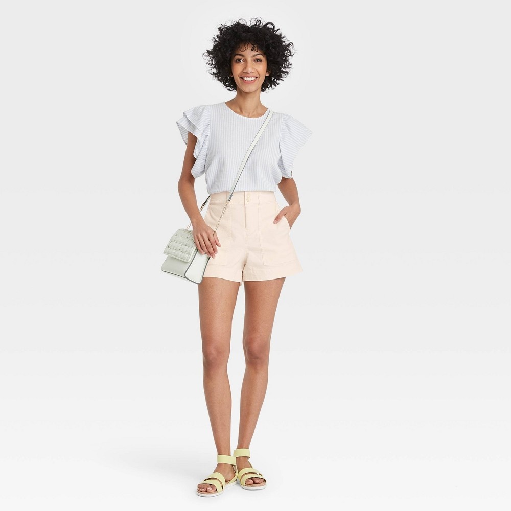 slide 3 of 3, Women's High-Rise Shorts - A New Day Cream 4, 1 ct