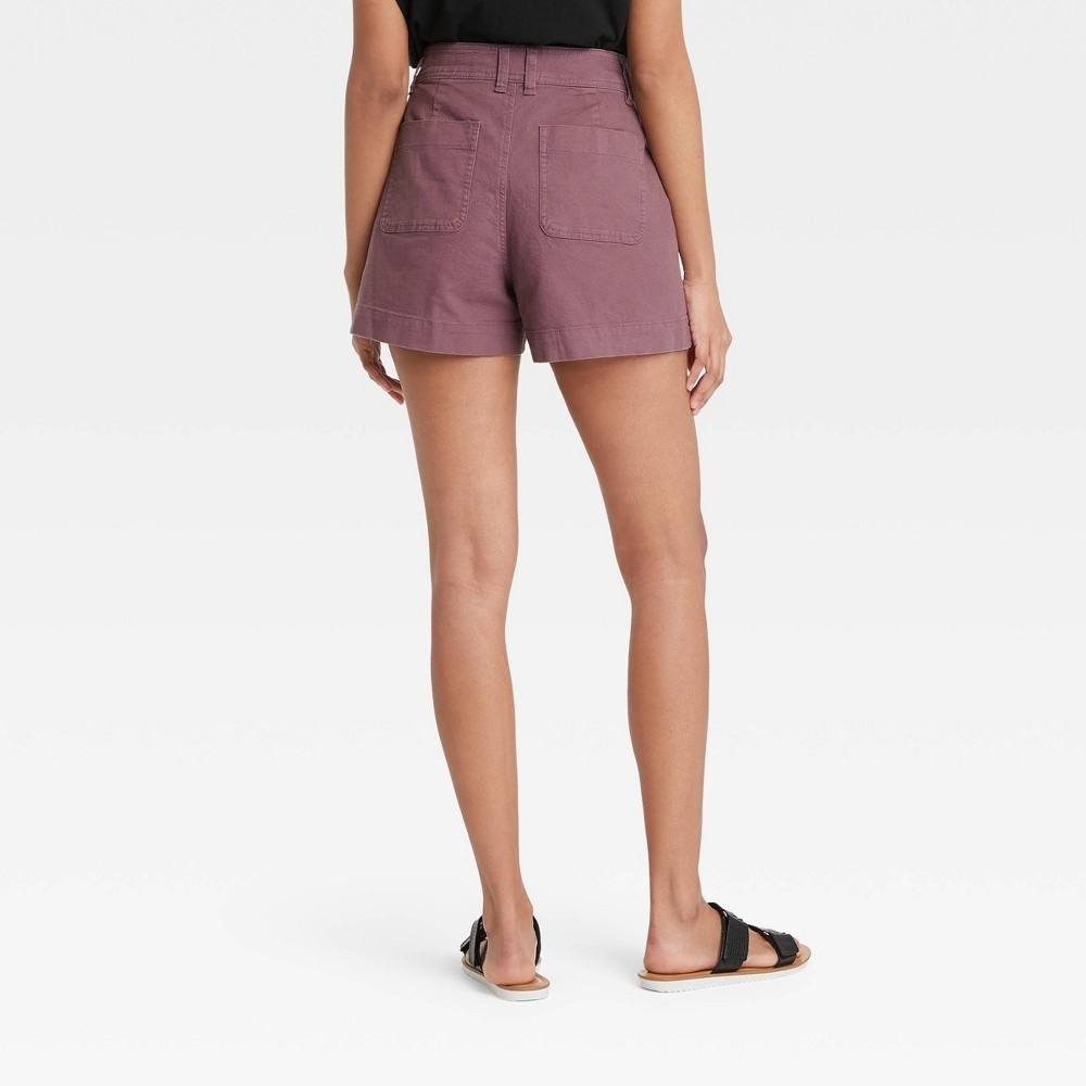slide 2 of 3, Women's High-Rise Shorts - A New Day Dark Purple 12, 1 ct