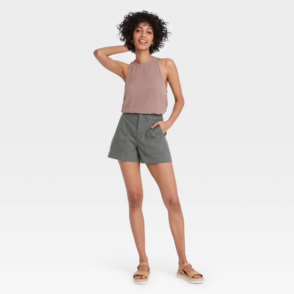 slide 3 of 3, Women's High-Rise Shorts - A New Day Dark Gray 12, 1 ct