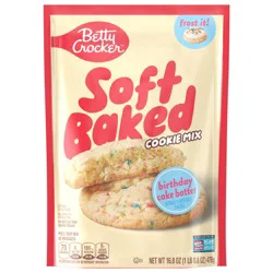 Betty Crocker Soft Baked Cookie Mix, Birthday Cake Batter, Holiday Baking, 16.8 oz