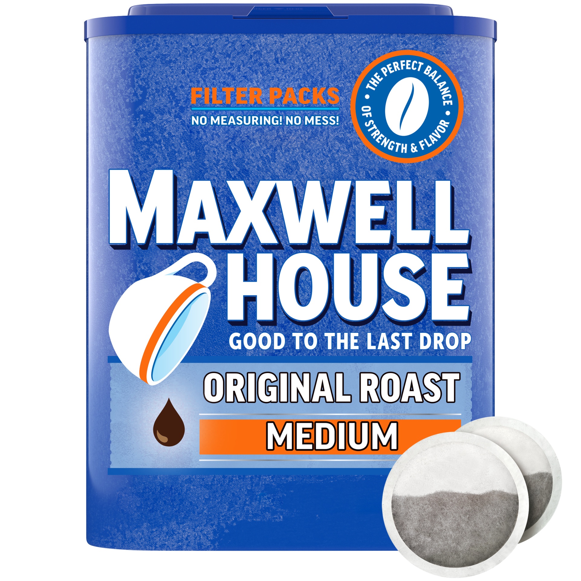 slide 1 of 4, Maxwell House The Original Roast Ground Coffee Filter Packets Container, 5.3 oz