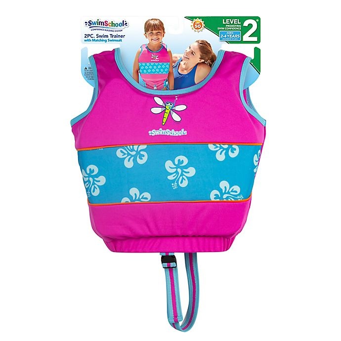 slide 2 of 2, SwimSchool Small/Medium Swimsuit and Swim Vest Trainer Set - Pink/Blue, 2 ct