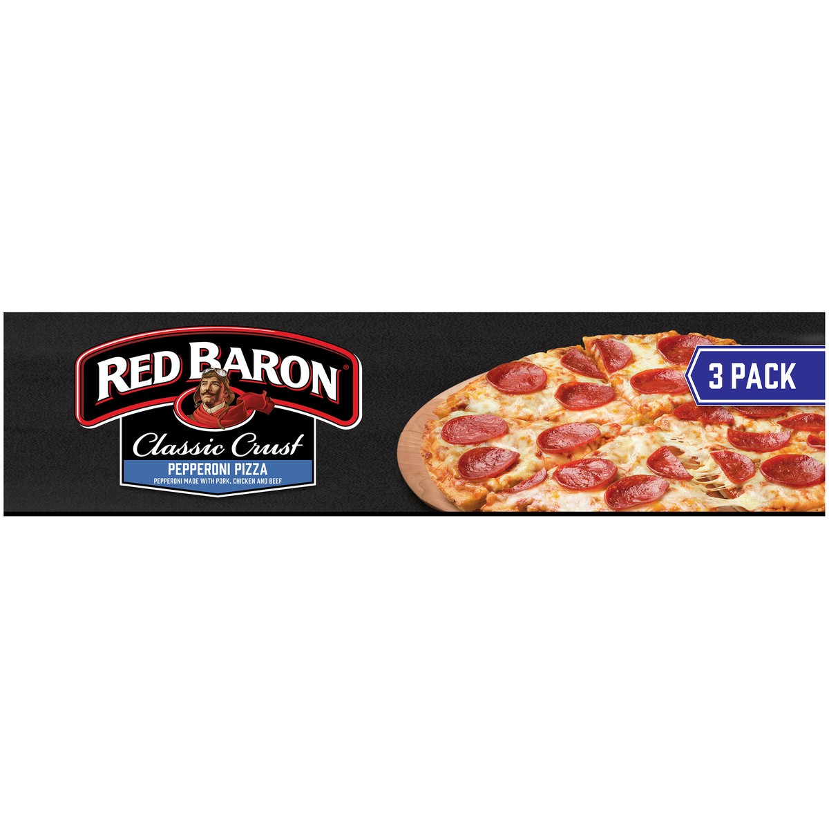 slide 8 of 9, Red Baron Classic Crust Pepperoni Pizza 3 ct Box, 61.81 oz