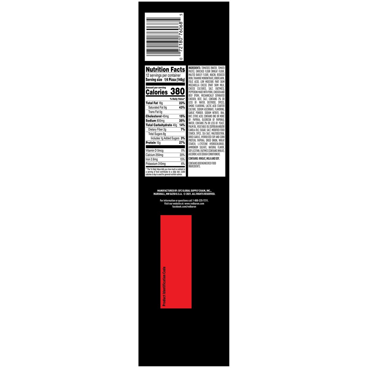 slide 6 of 9, Red Baron Classic Crust Pepperoni Pizza 3 ct Box, 61.81 oz