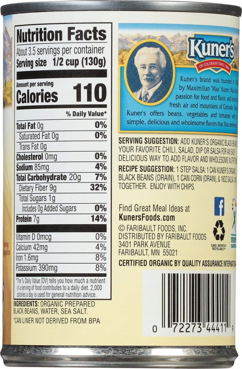 slide 8 of 9, Kuner's Organic Black Beans 15 oz, 15 oz