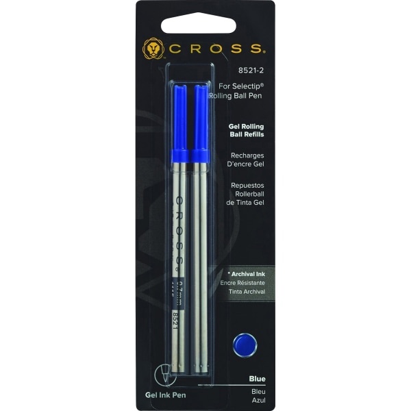 slide 1 of 2, Cross Rollerball Pen Refill, Medium Point, 0.7 Mm, Blue, Pack Of 2 Refills, 2 ct