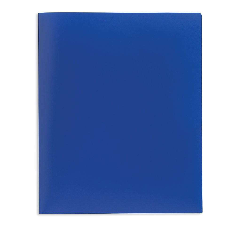 slide 1 of 2, Office Depot Brand School-Grade 2-Pocket Poly Folder, Letter Size, Blue, 1 ct