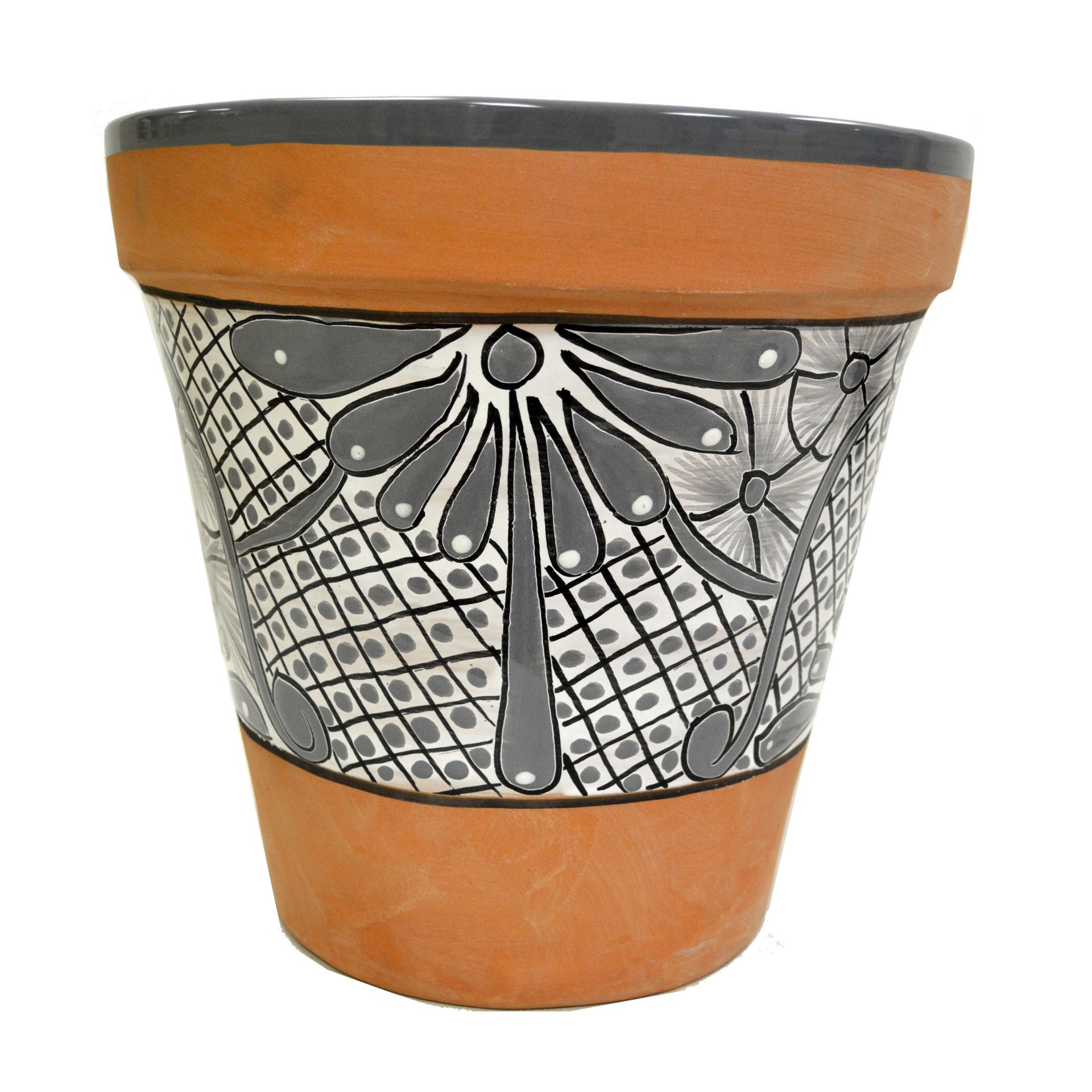 slide 1 of 1, Blue Orange Pottery Gray Talavera Planter, 1 ct