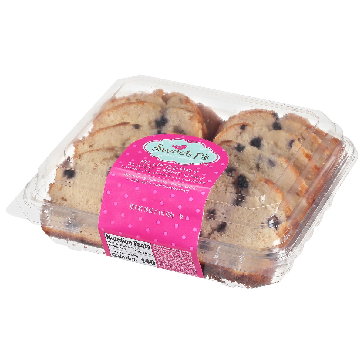 slide 5 of 17, Sweet P's Bake Shop Sliced Blueberry Creme Cake 16 oz, 16 oz