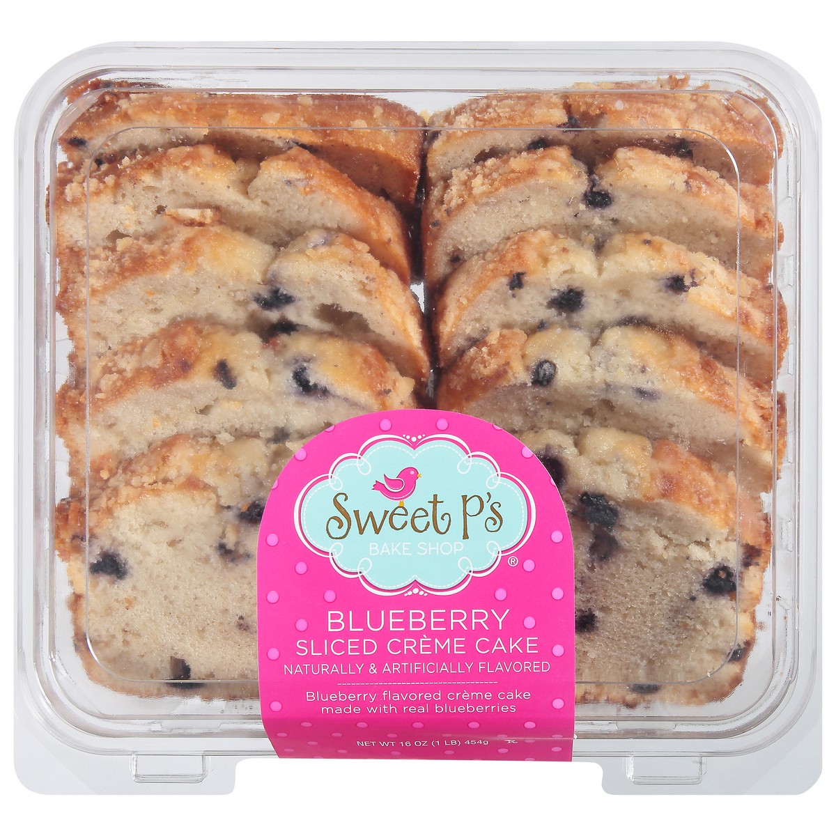 slide 12 of 17, Sweet P's Bake Shop Sliced Blueberry Creme Cake 16 oz, 16 oz