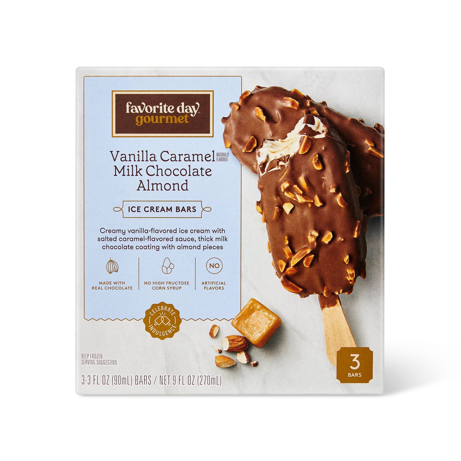 slide 1 of 1, Vanilla Caramel Almond Chocolate Ice Cream Bar - 3ct - Favorite Day, 3 ct