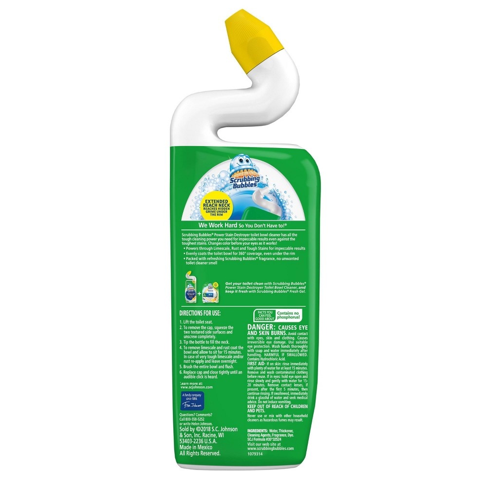 slide 5 of 5, Scrubbing Bubbles Power Stain Destroyer Toilet Bowl Cleaner - Citrus, 24 fl oz