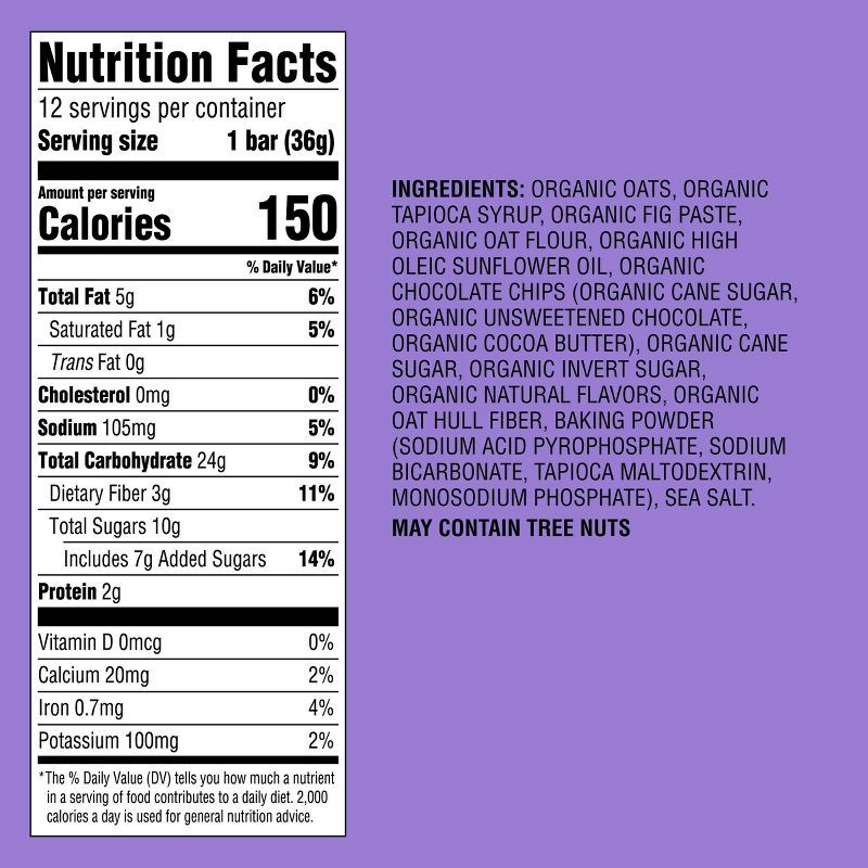 slide 5 of 5, Organic Chocolate Chip Whole Grain Baked Bar - 15.24oz/12ct - Good & Gather™, 15.24 oz, 12 ct