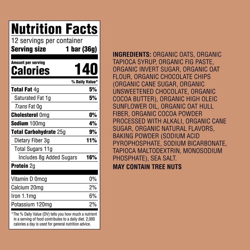 slide 5 of 5, Organic Chocolate Brownie Whole Grain Baked Bar - 15.24oz/12ct - Good & Gather™, 15.24 oz, 12 ct