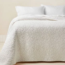 Opalhouse designed with Jungalow King Dove Stitch Quilt Off-White - Opalhouse™ designed with Jungalow™: Cotton Voile, Machine Washable, 180 Thread Count