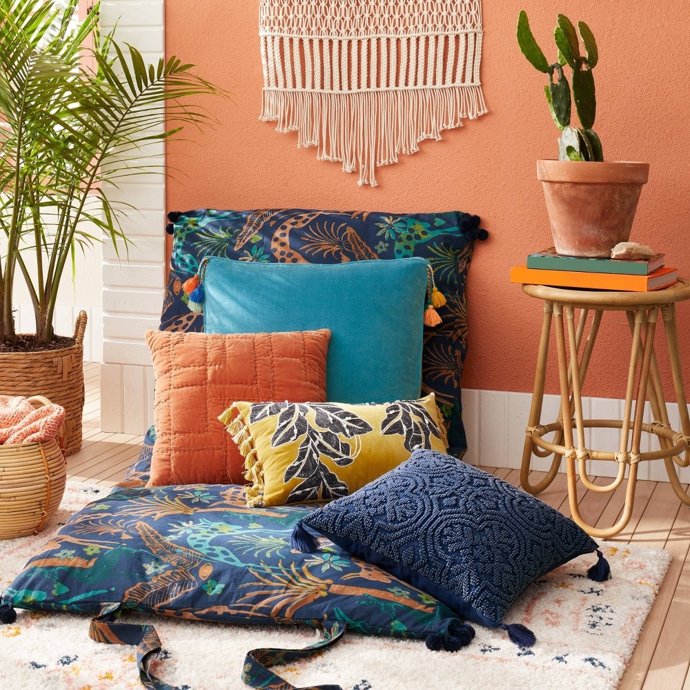 slide 2 of 5, Printed Lounge Pillow Jungle Print Indigo - Opalhouse designed with Jungalow, 1 ct