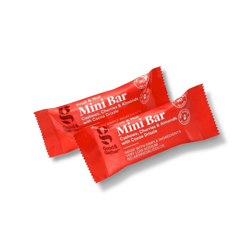 slide 3 of 4, Cashews, Cherry and Almonds with Cocoa Drizzle Mini Fruit & Nut Bars - 7.05oz/10ct - Good & Gather™, 7.05 oz, 10 ct