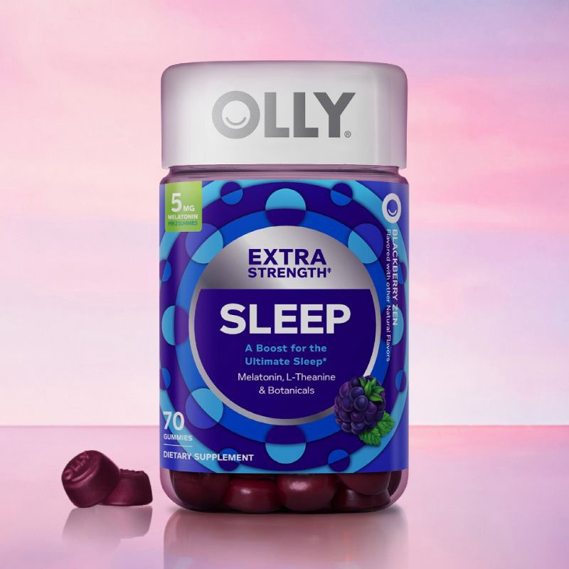 slide 2 of 9, OLLY Extra Strength Sleep Gummies with 5mg Melatonin - Blackberry Zen - 70ct, 5mg, 70 ct