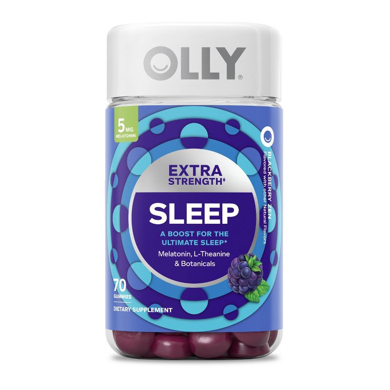 slide 1 of 6, OLLY Extra Strength Sleep Gummies Pouch with 5mg Melatonin - Blackberry Zen - 70ct, 5mg, 70 ct