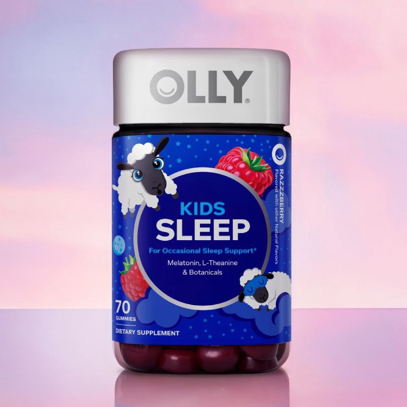 slide 2 of 9, OLLY Kids' Sleep Gummies with .5mg Melatonin - Raspberry - 70ct, .5mg, 70 ct