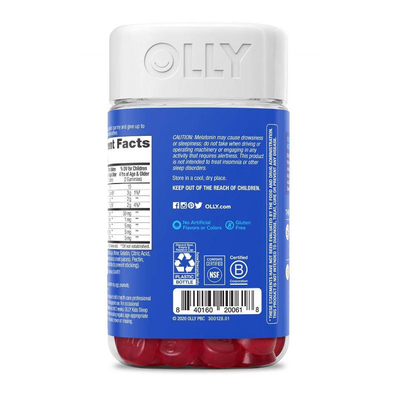 slide 5 of 9, OLLY Kids' Sleep Gummies with .5mg Melatonin - Raspberry - 70ct, .5mg, 70 ct