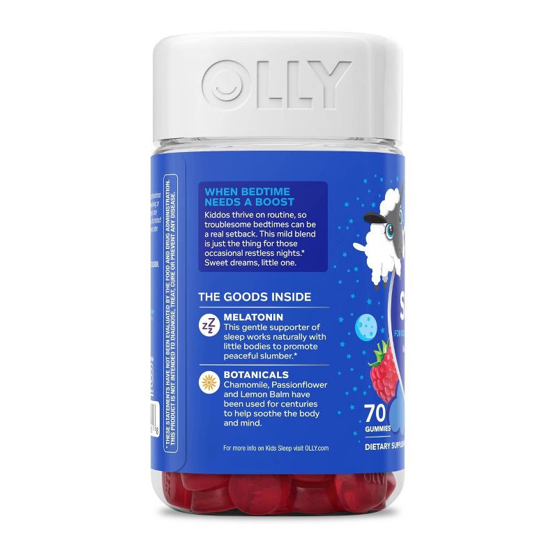 slide 6 of 8, OLLY Kids' Sleep Gummies with .5mg Melatonin - Raspberry - 70ct, .5mg, 70 ct