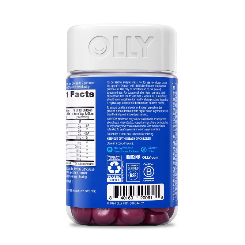 slide 8 of 13, OLLY Kids' Sleep Gummies with .5mg Melatonin - Raspberry - 70ct, .5mg, 70 ct