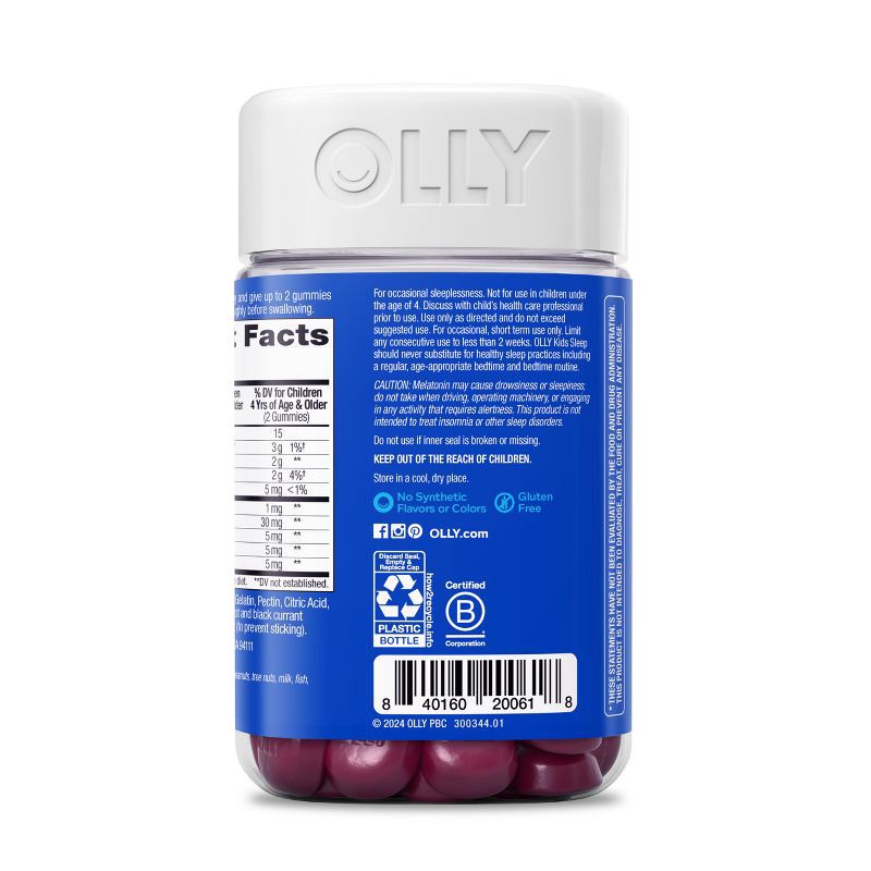 slide 8 of 8, OLLY Kids' Sleep Gummies with .5mg Melatonin - Raspberry - 70ct, .5mg, 70 ct