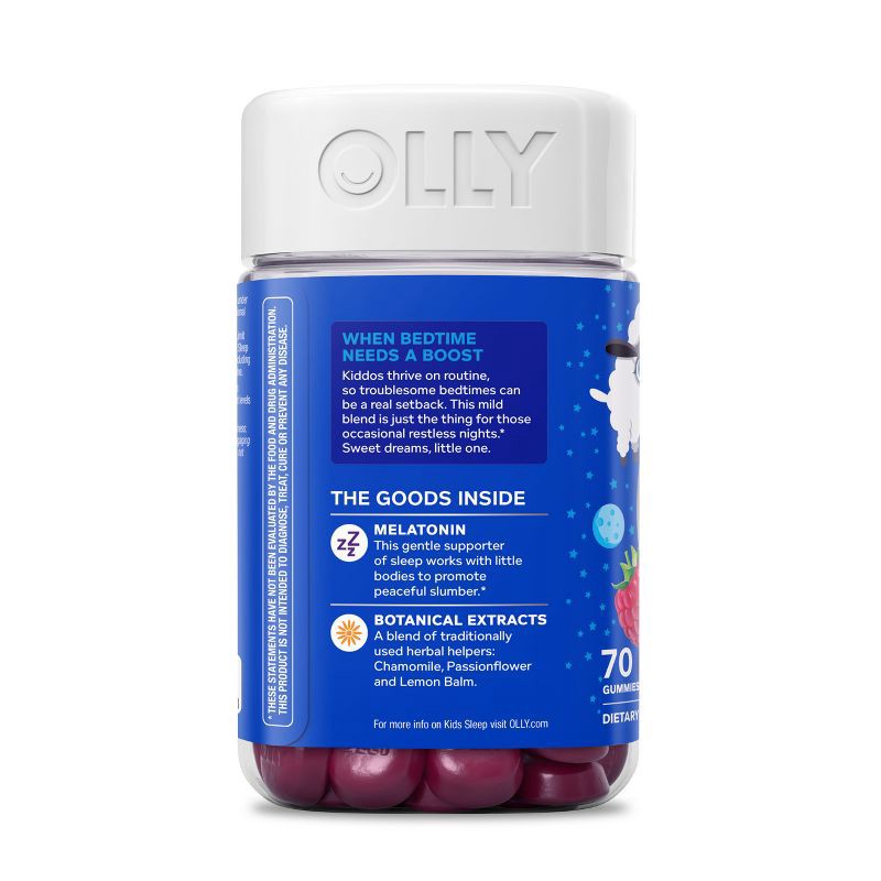 slide 9 of 13, OLLY Kids' Sleep Gummies with .5mg Melatonin - Raspberry - 70ct, .5mg, 70 ct