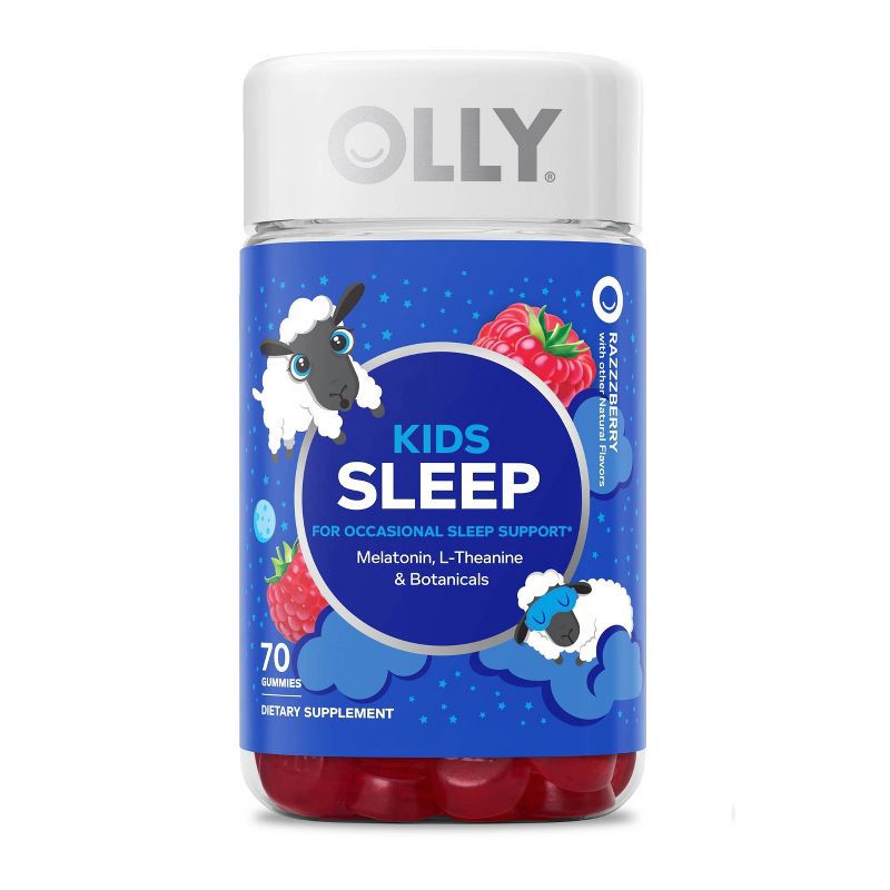 slide 1 of 9, OLLY Kids' Sleep Gummies with .5mg Melatonin - Raspberry - 70ct, .5mg, 70 ct