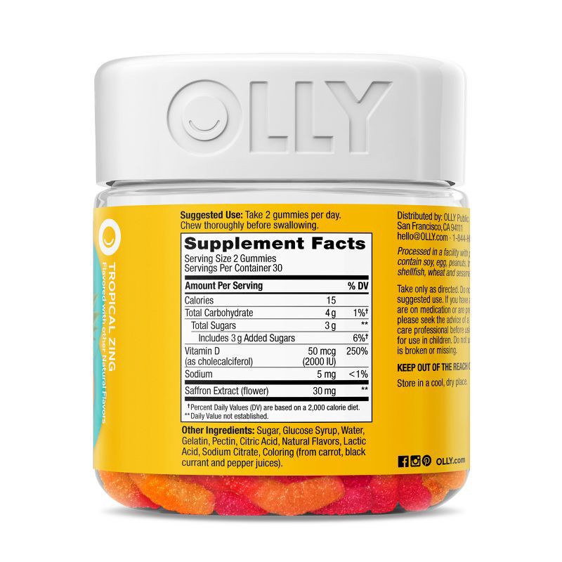 slide 6 of 10, OLLY Hello Happy Gummy Worm Supplements with Vitamin D and Saffron - 60ct, 60 ct